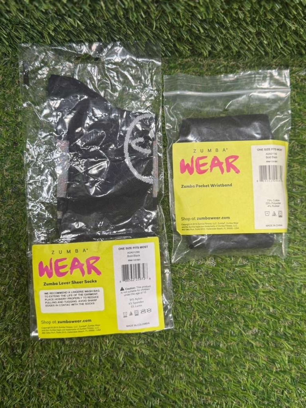 Zumba Fitness Black Sheer Socks & Pocket Wristband Set